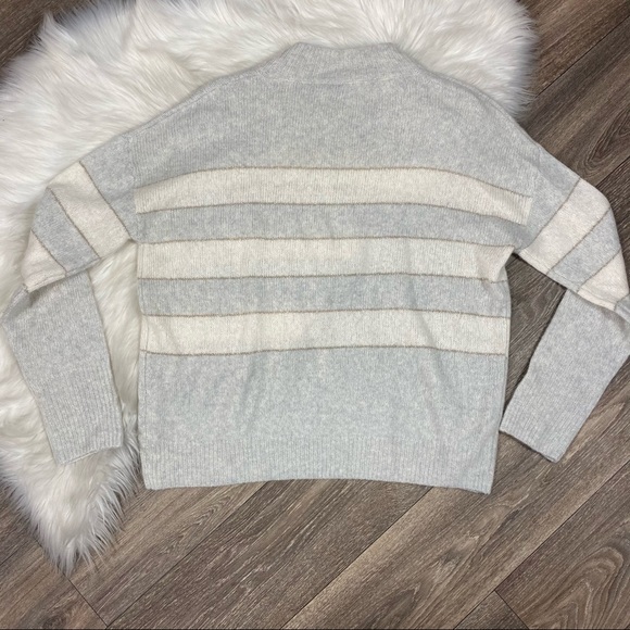 Rails Gray Stripe Cashmere & Silk Blend Sweater - Picture 3 of 6